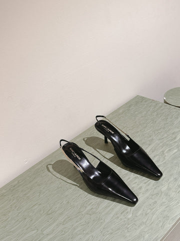 BLAKE SLINGBACK PUMPS 80 IN BLACK LEATHER