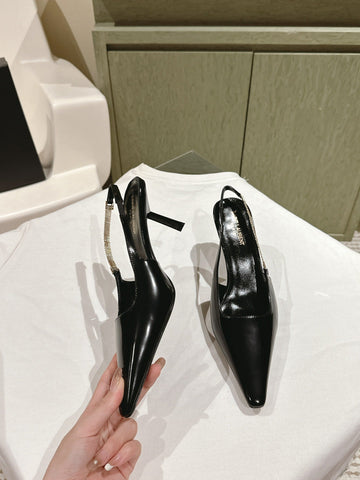 BLAKE SLINGBACK PUMPS 80 IN BLACK LEATHER