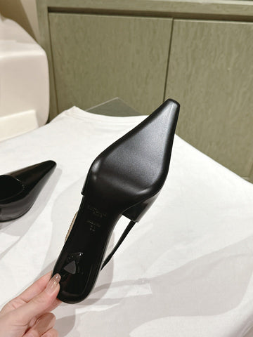 BLAKE SLINGBACK PUMPS 80 IN BLACK LEATHER