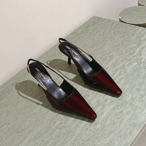 BLAKE SLINGBACK PUMPS 80 IN WINE PATENT LEATHER