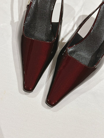 BLAKE SLINGBACK PUMPS 80 IN WINE PATENT LEATHER