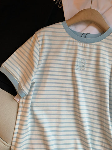 Loewe Short Sleeved T-shirt White mix Blue Cotton