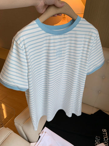Loewe Short Sleeved T-shirt White mix Blue Cotton