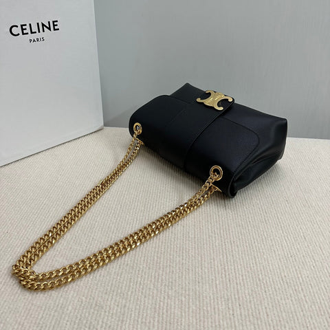 MEDIUM VICTOIRE BAG 25 IN BLACK SUPPLE CALFSKIN GOLD HARDWARE