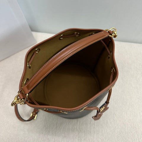 CLARA BAG 24 IN BLACK TRIOMPHE CANVAS AND BROWN CALFSKIN TRIM