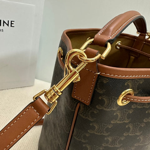 CLARA BAG 24 IN BLACK TRIOMPHE CANVAS AND BROWN CALFSKIN TRIM