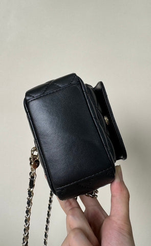 CC MINI 18 BACKPACK BLACK LAMBSKIN LIGHT GOLD HARDWARE