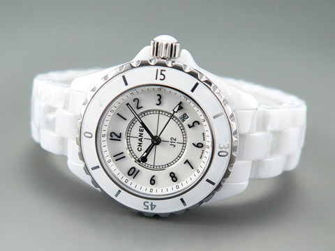 J12 Date Quartz White Ceramic Black Numerals White Dial