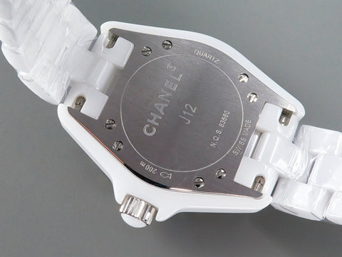 J12 Date Quartz White Ceramic Black Numerals White Dial