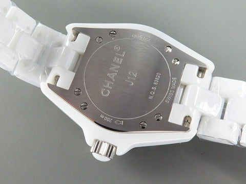 J12 Date Quartz White Ceramic Diamond Numerals White Dial