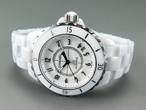J12 Date Automatic White Ceramic Black Numerals White Dial