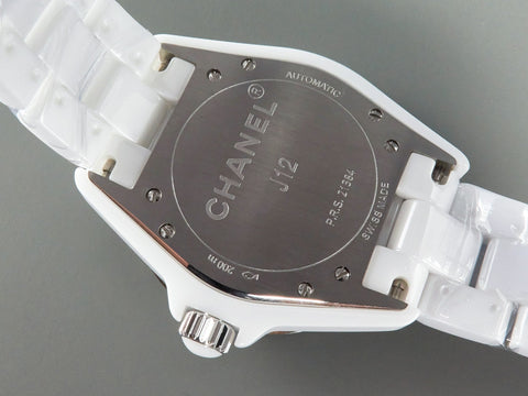 J12 Automatic White Ceramic Black Diamond Numerals Mop Dial