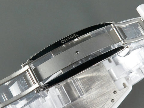 J12 Automatic White Ceramic Pink Diamond Numerals White Dial