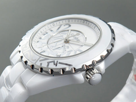 J12 Date 38mm Automatic White Ceramic Stainless Graffiti Limited
