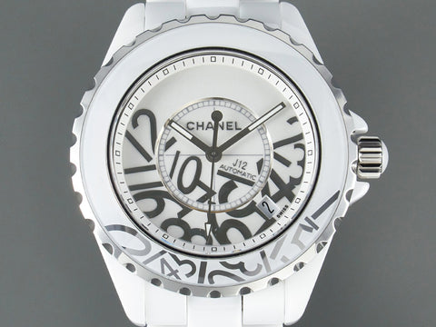 J12 Date 38mm Automatic White Ceramic Stainless Graffiti Limited