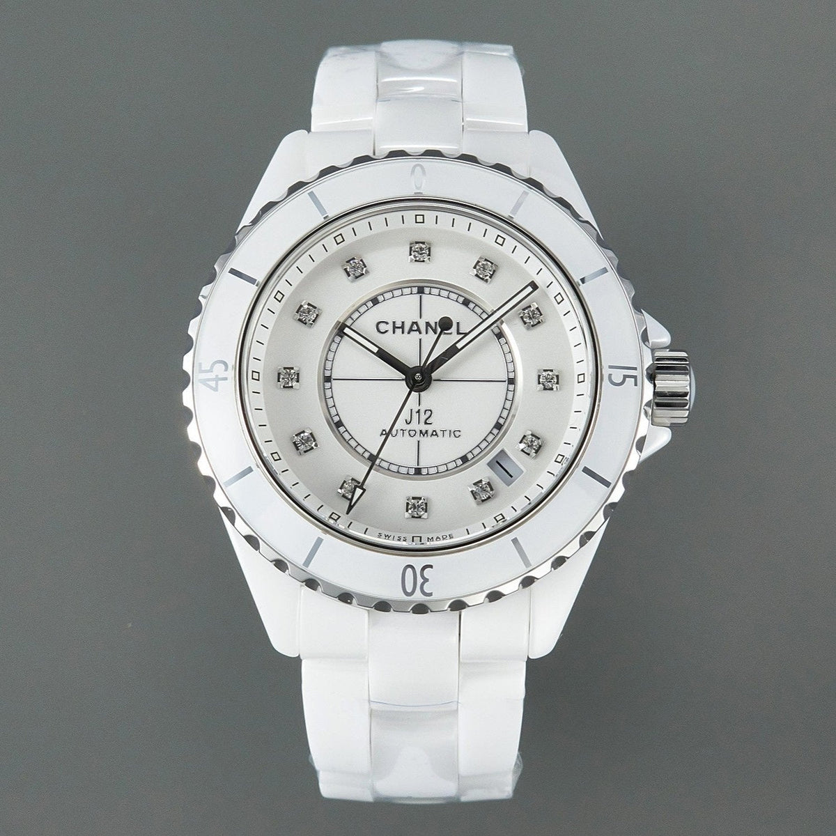 J12 Automatic White Ceramic Diamond Numerals White Dial