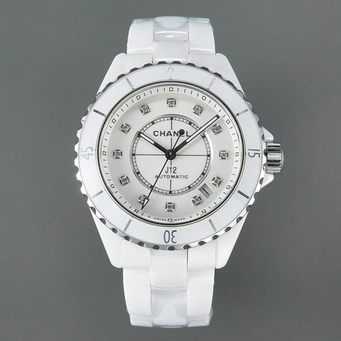 J12 Automatic White Ceramic Diamond Numerals White Dial