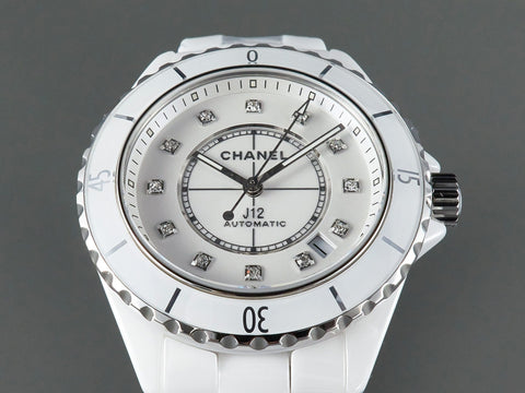 J12 Automatic White Ceramic Diamond Numerals White Dial