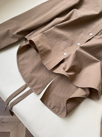 Loewe Hollow Embroidered Shirt Brown Polyester Fiber