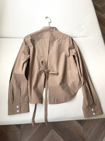 Loewe Hollow Embroidered Shirt Brown Polyester Fiber