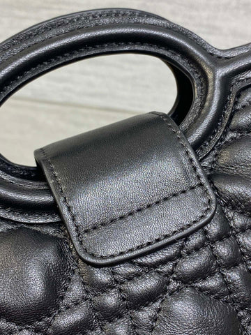 DIOR 25S JOLIE TOP HANDLE MINI BAG 18 IN BLACK CALFSKIN GOLD HARDWRE