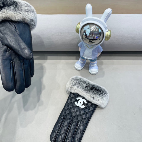 GLOVES IN BLACK LAMBSKIN WITH RABBIT FUR 463793