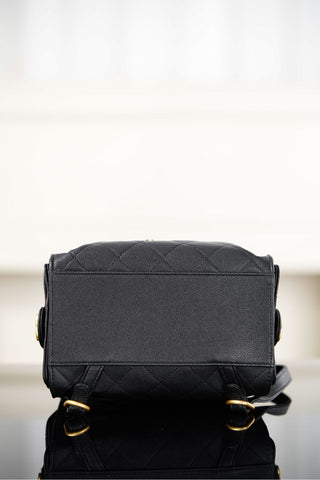 CHANEL 25S GRABRIELLE 23 CM IN BLACK LAMBSKIN WITH GOLD HARDWARE