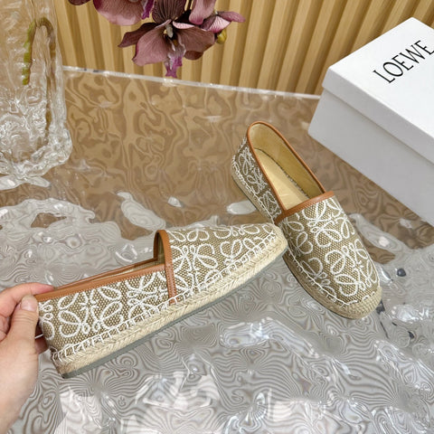 LW WHITE ANAGRAM ESPADRILLE LOAFER KHAKI LINEN