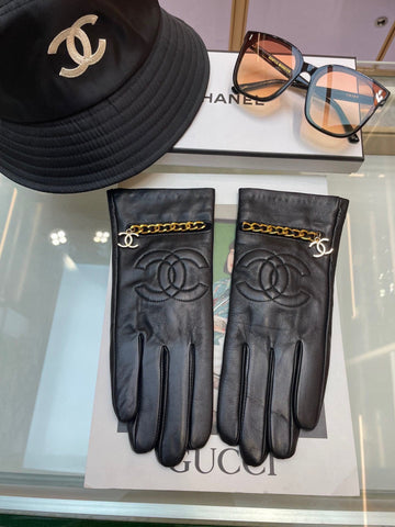 GLOVES IN BLACK LAMBSKIN GOLD HARDWARE 463837