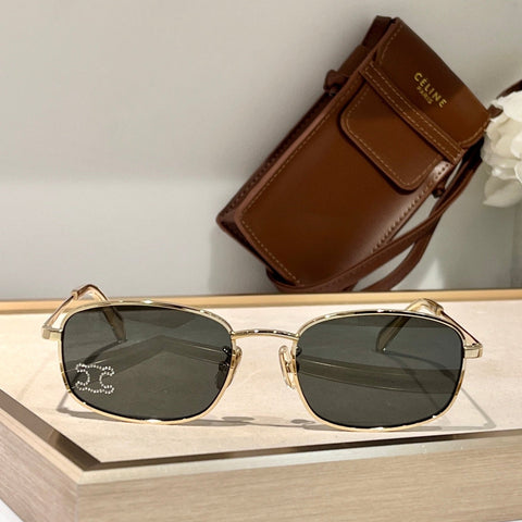 TRIOMPHE RHINESTONE SUNGLASS CL40285U IN METAL WITH CRYSTALS