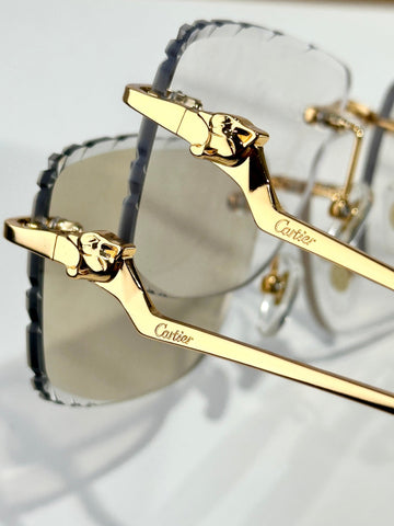 PANTHÈRE PHOTOCHROMIC LENSES RIMLESS SQUARE FRAME SUNGLASSES 580910 IN METAL