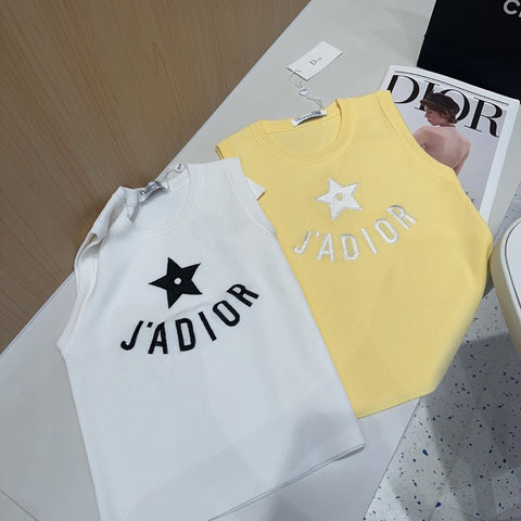 TANK TOP 622149 IN WHITE COTTON RIBBED STAR AND LOGO