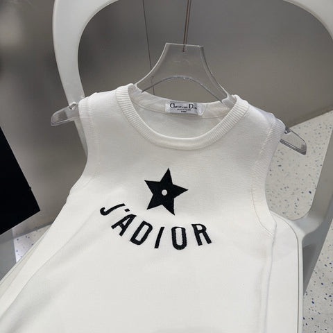 TANK TOP 622149 IN WHITE COTTON RIBBED STAR AND LOGO