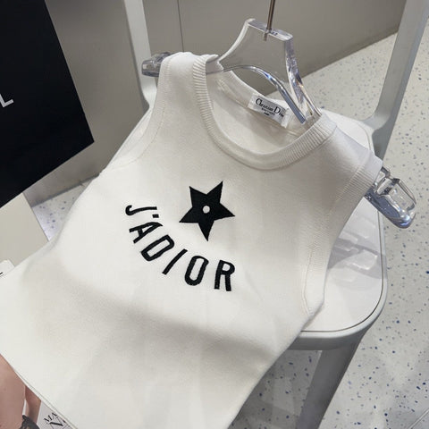 TANK TOP 622149 IN WHITE COTTON RIBBED STAR AND LOGO