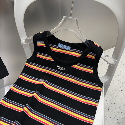 STRIPED TANK TOP 627701 IN BLACK MIX MULTICOLR COTTON RIBBED