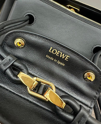LOEWE 25S MEDIUM MADRID BAG 23 IN BLACK CALFSKIN GOLD HARDWARE