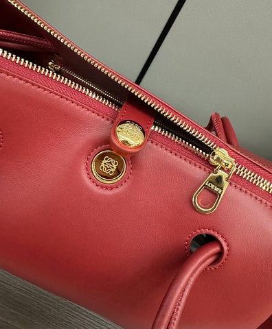 LOEWE 25S MEDIUM MADRID BAG 23 IN CHERRY RED CALFSKIN GOLD HARDWARE