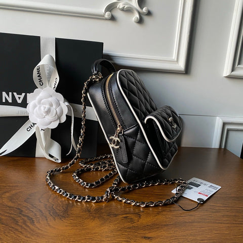 CHANEL 25S MINI BACKPACK 18 IN BLACK LAMBSKIN