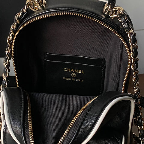 CHANEL 25S MINI BACKPACK 18 IN BLACK LAMBSKIN
