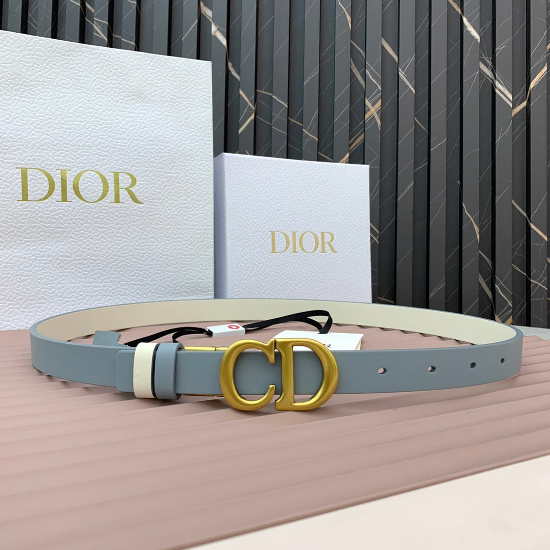 DIOR 25S BELT 20 MM IN STEEL BLUE CALFSKIN 568720