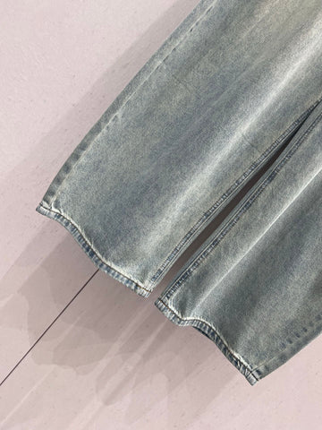 Loewe 25 Colorful Embroidered Scimitar Jeans Blue Cotton 217978