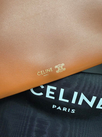 CELINE 25S TRIO FLAP 22MM IN BURNT ORANGE SMOOTH LAMBSKIN GOLD HARDWARE