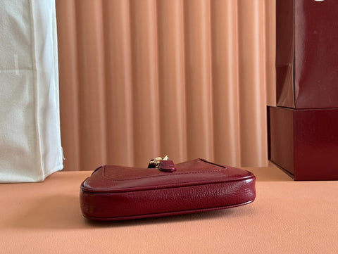 JACKIE NOTTE MINI BAG 19 IN RED WINE CRACKED LACQUER CALFSKIN GOLD HARDWARE