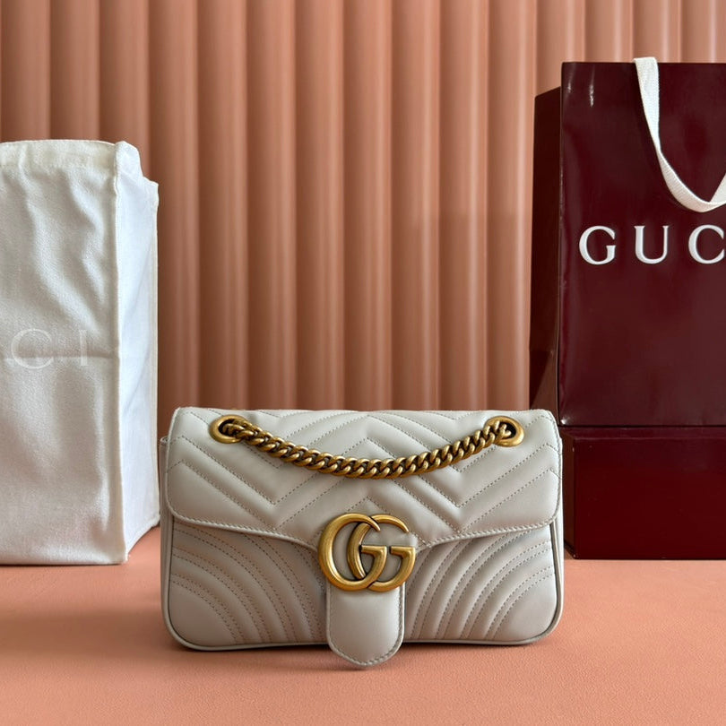 GG MARMONT MATELASSÉ LARGE 26 BAG WHITE CALFSKIN