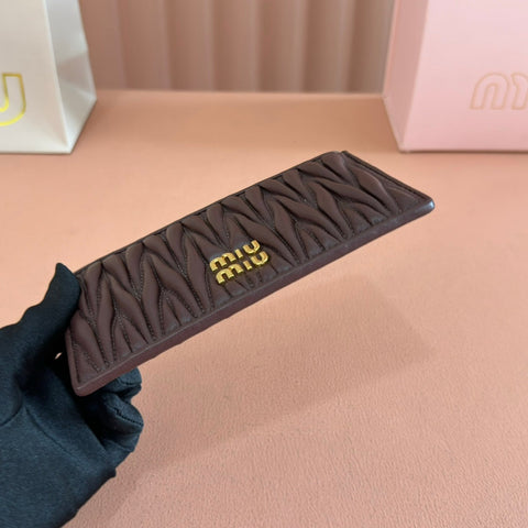 MATELASSÉ LEATHER ENVELOPE WALLET DARK BROWN