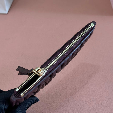 MATELASSÉ LEATHER ENVELOPE WALLET DARK BROWN