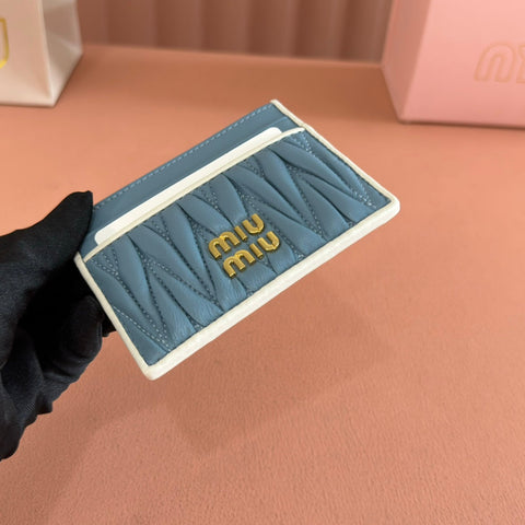 MATELASSÉ NAPPA LEATHER CARD HOLDER BLUE