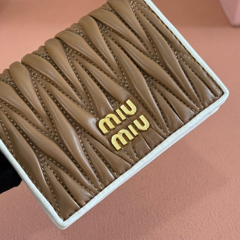 SMALL MATELASSÉ NAPPA LEATHER WALLET BROWN