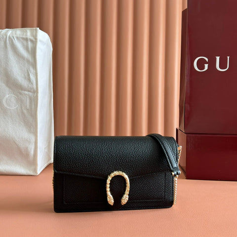 GUCCI 25S DIONYSUS WALLET ON CHAIN 20 IN BLACK CALFSKIN