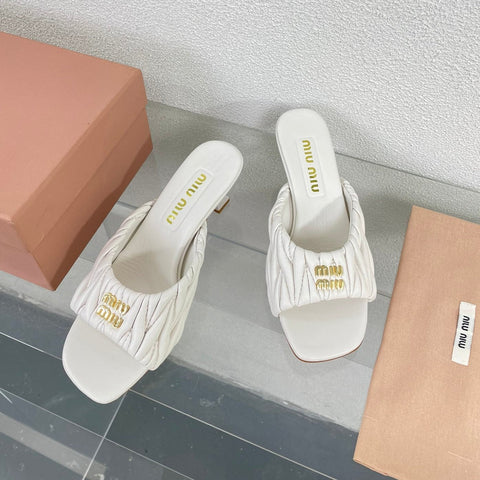 Women's Mid - Heel White Leather Stylized